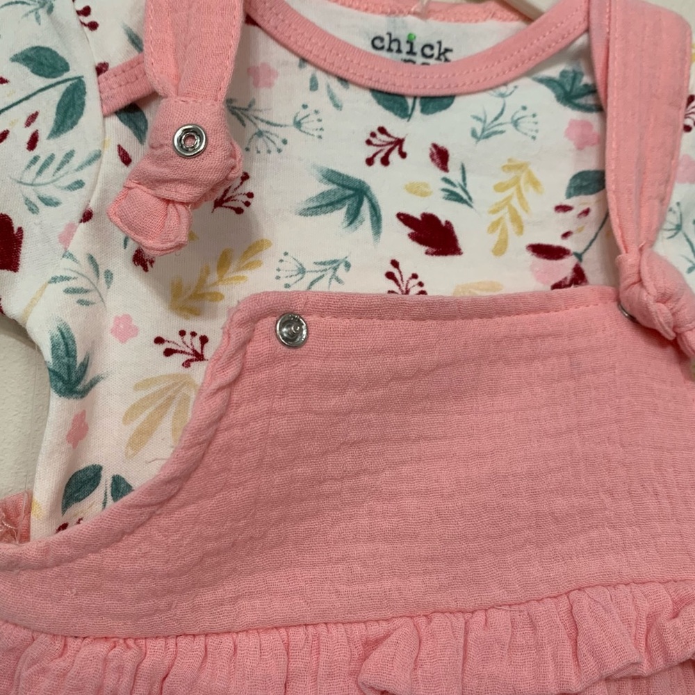 CHICK PEA Muslin Ruffle Overall Floral Top Set NWT - Picture 4 of 12